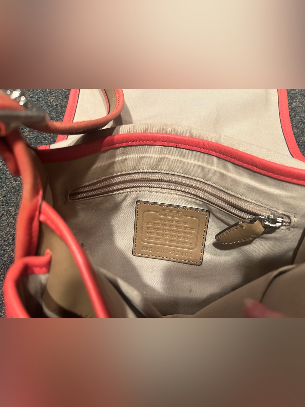 Vintage Coach Crossbody Shoulder Bag in Caramel and Coral AND Coach Coral Wallet - Picture 5 of 15